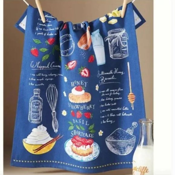 Strawberry Shortcake Dessert Cake Summer Spring Chic Glam Girly Dish Towel - Picture 1 of 2